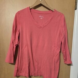 Med Pink 3/4 sleeve Kim Rogers top size Large